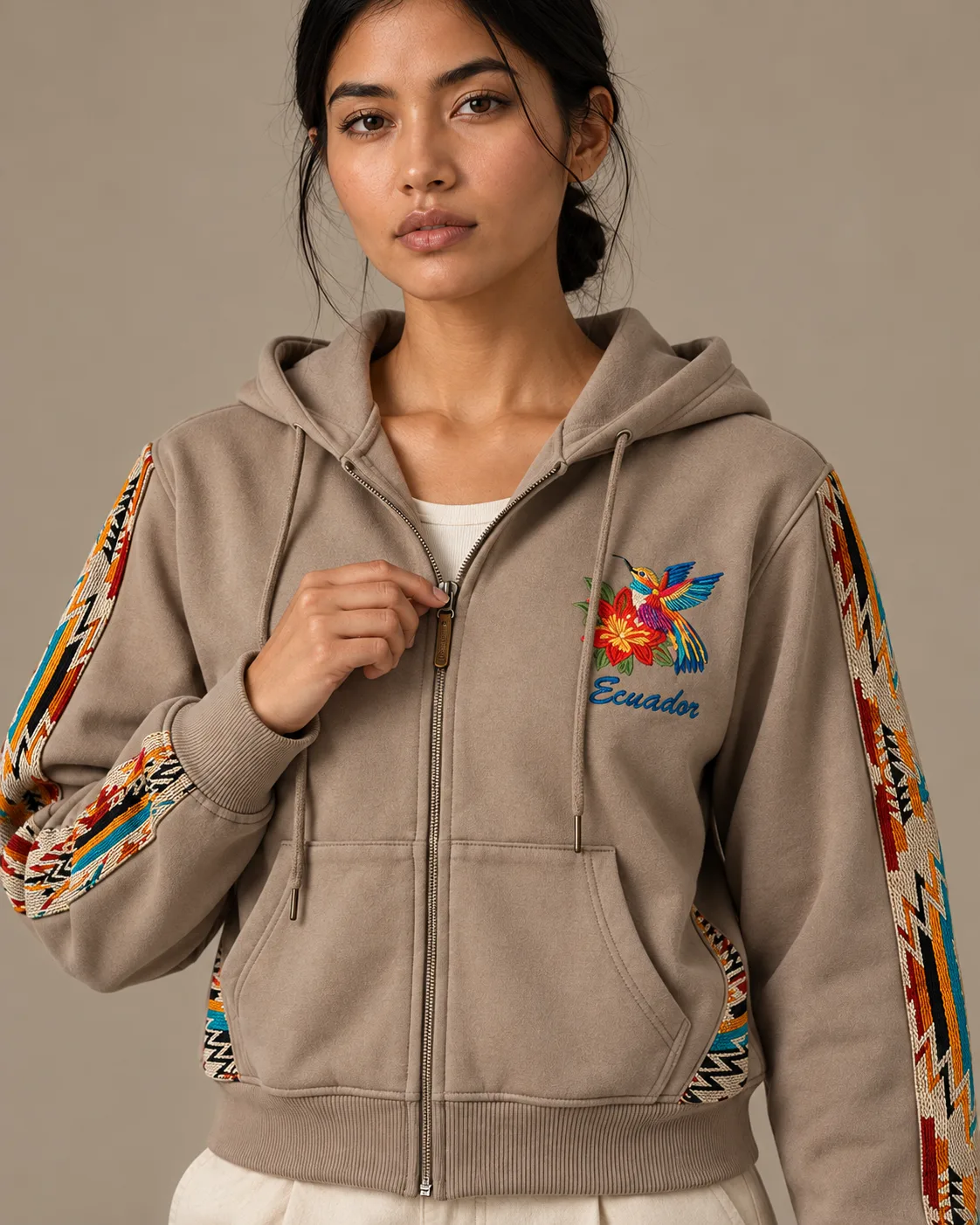 Hoodie Otavalo De Mujer Abierto - Imagen 2